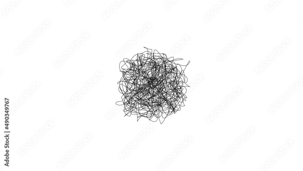 messy-complex-tangled-thin-wire-knot-with-black-white-and-green