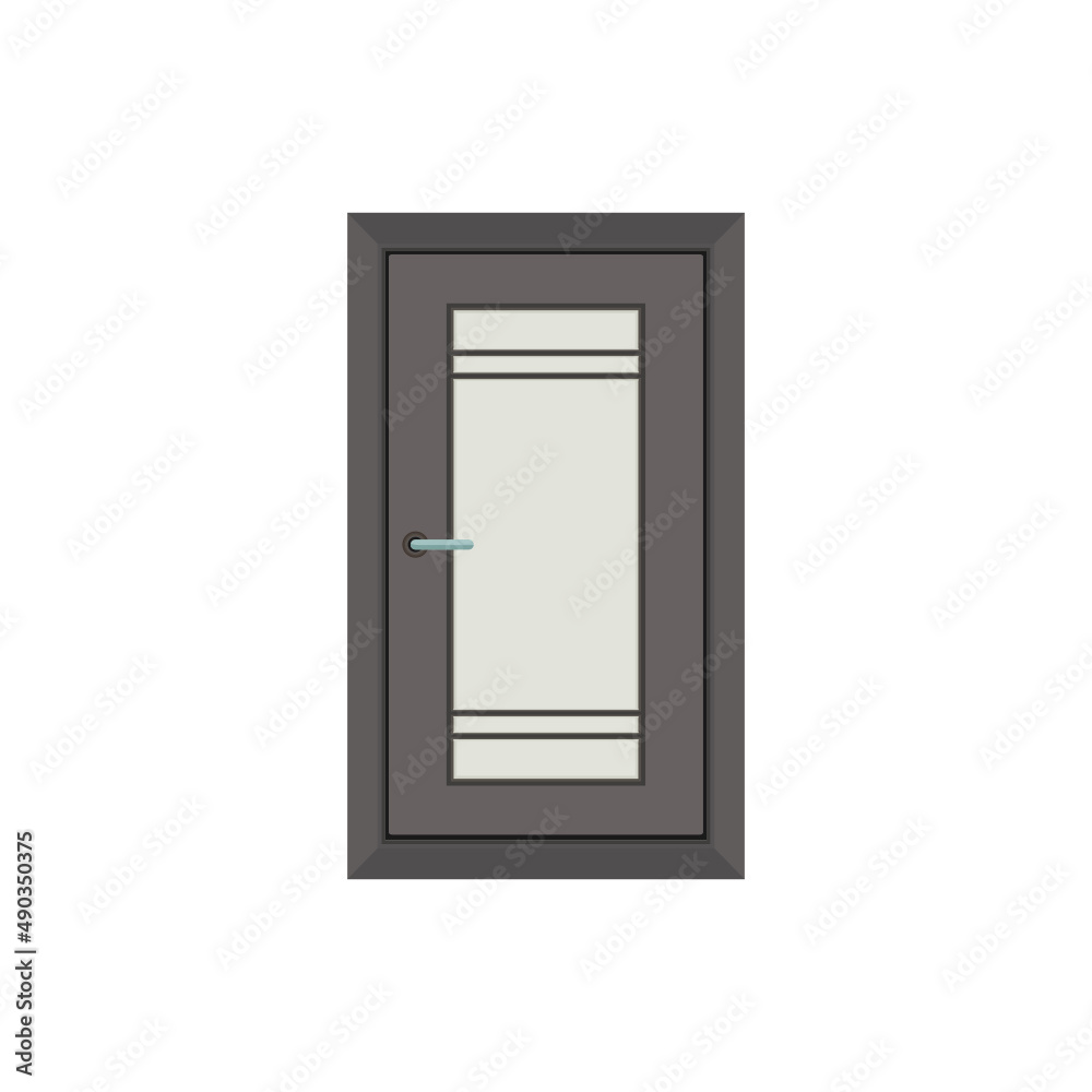 Grey Door a long squares inside with 4 strips, door isolated on white background Grey Door a long squares inside with 4 strips, door isolated on white background