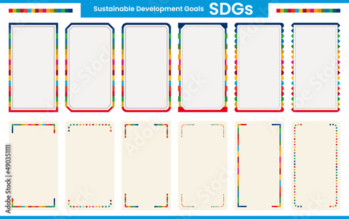 SDGsの17色を使用した縦長のタイトルフレーム　A（ベージュ）