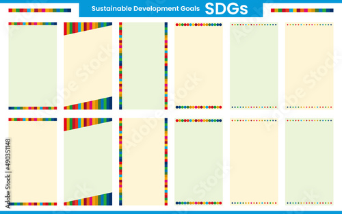 SDGsの17色を使用した縦長のタイトルフレーム　B（グリーン・イエロー）