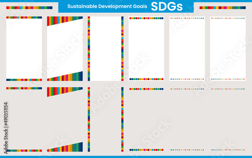 SDGsの17色を使用した縦長のタイトルフレーム　B（白・背景なし）
