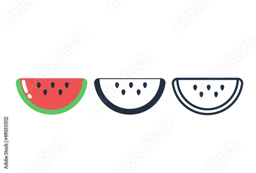 Cute watermelon icon, Vector and Illustration.