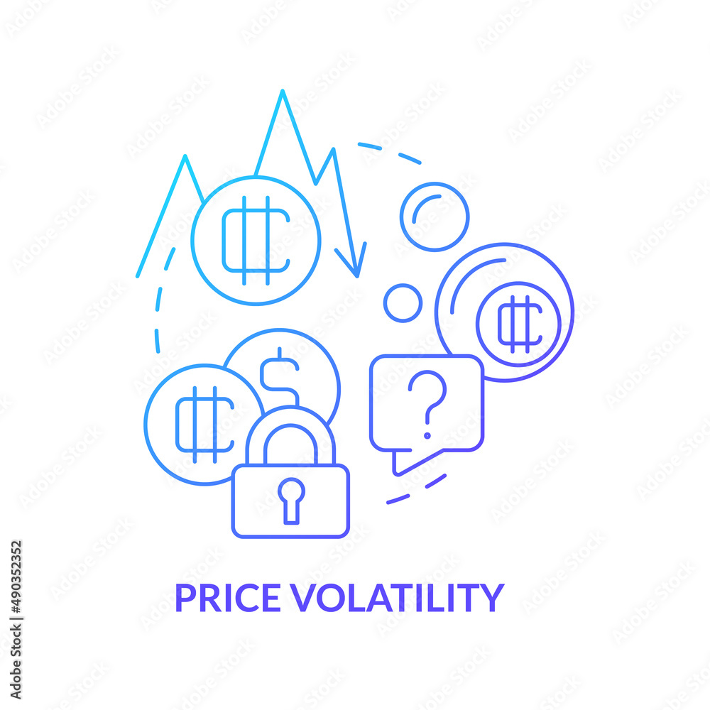 Price volatility blue gradient concept icon. Crypto-currency downside ...