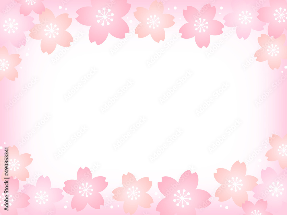 パステルカラーの桜の花とピンクの背景画像/上下装飾 パステルカラーの桜の花とピンクの背景画像/上下装飾