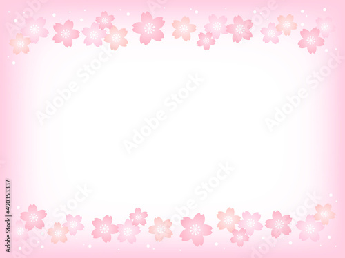 パステルカラーの桜の花とピンクの背景画像/上下装飾・桜小さめ