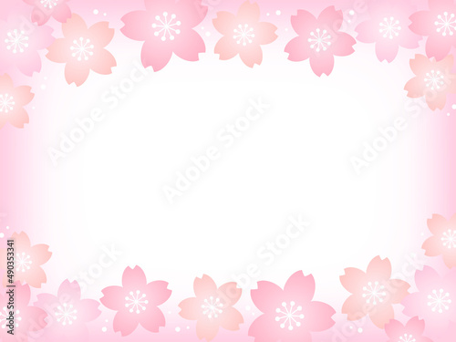 パステルカラーの桜の花とピンクの背景画像/上下装飾