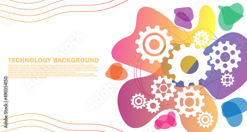 geometric colorful gear abstract techno gear background with wheels. Technology space for gear text. Vector gears modern mechanism industrial concept. EP.1