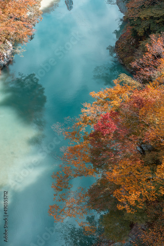 The river with rock in rural area in Japan