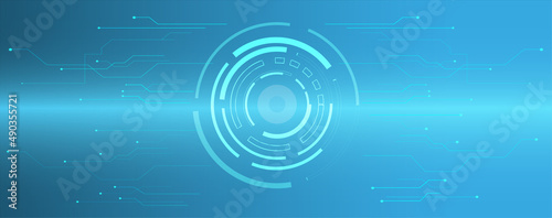 Blue circle technology abstract technology innovation concept vector background and glowing light with some Elements of this image panorama