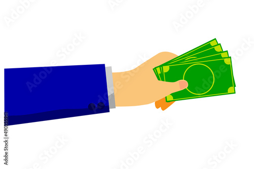 Simple Vector Hand Give or Holding Blank Money, Isolated on White