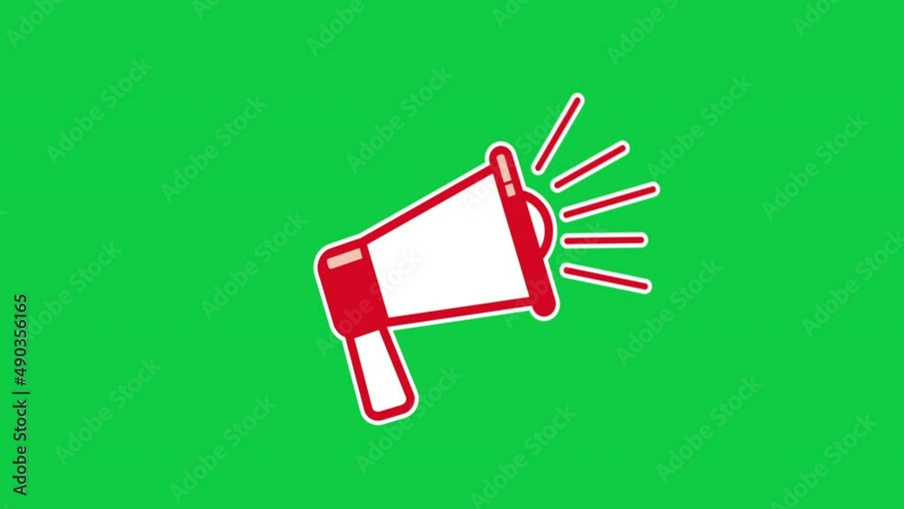 4K Animated Loudspeaker illustration. Megaphone Flat design element animation. Isolated Loudspeaker in cartoon style. Communication, social media, propaganda, Latest News, Breaking News, Edu concept.
