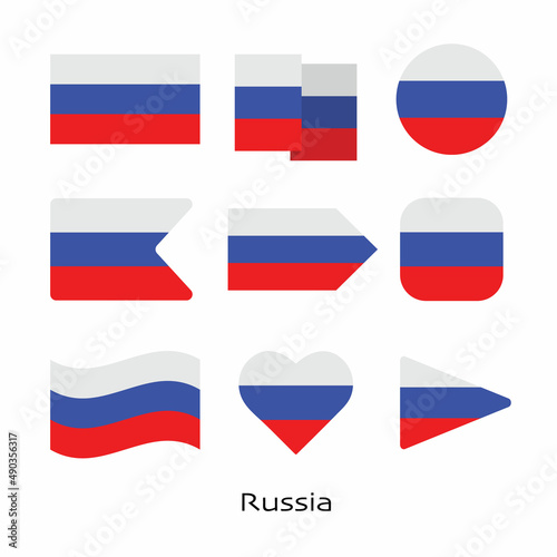 Russia flag icon set isolated on white background. Vector Illustration.