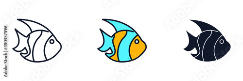 Angelfish Tropical fish icon symbol template for graphic and web design collection logo vector illustration