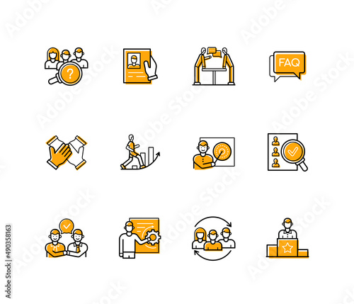 Career and work - modern line design style icons set