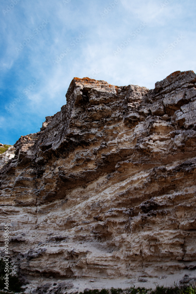 Stone mountains. Geological research near the sea. Natural background. Summer landscape. Stone mountains. Geological research near the sea. Natural background. Summer landscape.