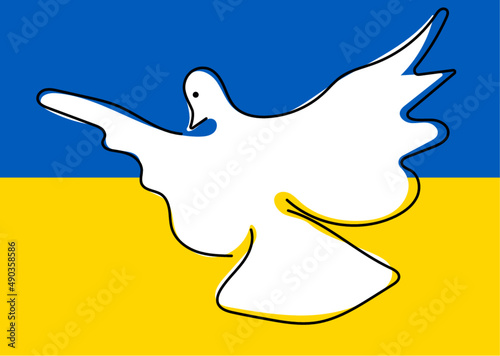 Friedenstaube auf Flagge der Ukraine