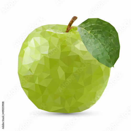 Polygon apple vector illustration. Green polygonal fruits isolated on white background.