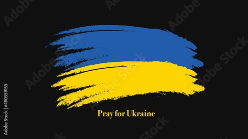 Canvastavla Patriotic banner Pray for Ukraine with watercolor flag.