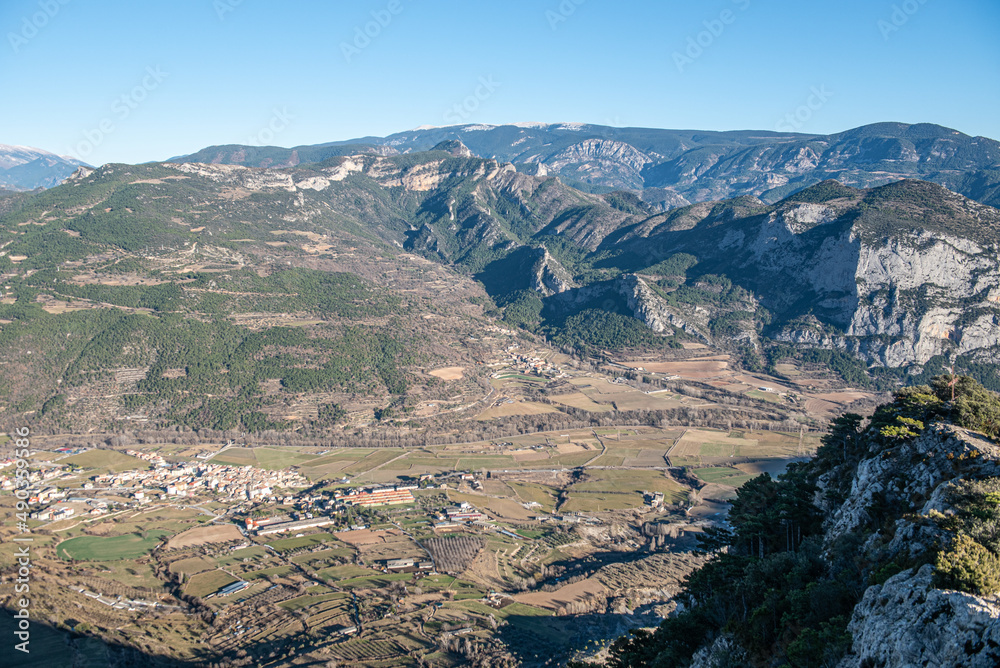 Cityscape of Organya in the mountains of the Catalan Pyrenees