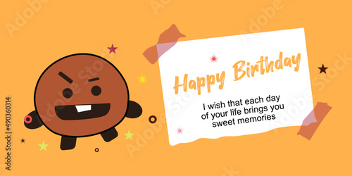 Birthday card vector design for a print, banner, poster. Vector editorial.  photo