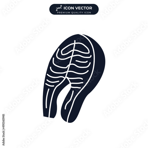 Fresh salmon steak icon symbol template for graphic and web design collection logo vector illustration