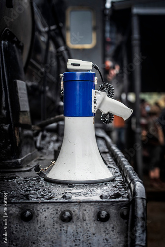 Megaphone standing on film set