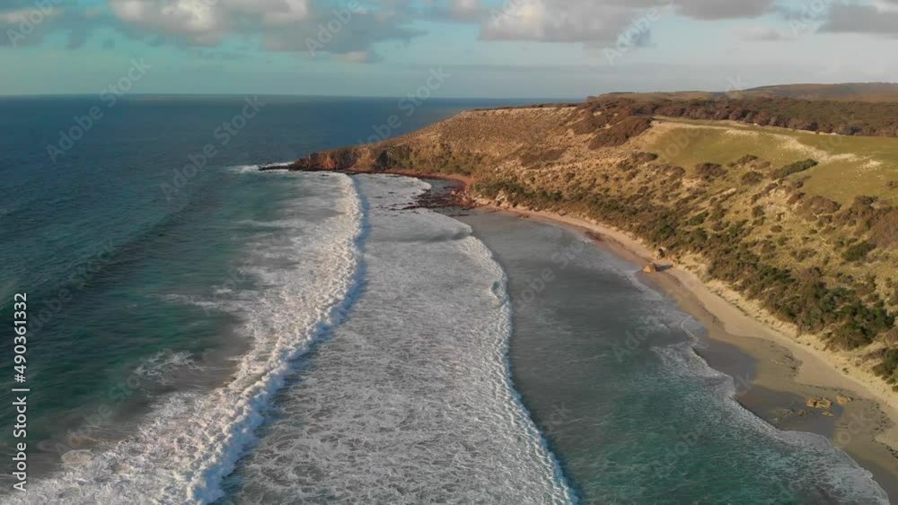 Kangaroo Island, Australia. Shelly Beach at sunset from drone Kangaroo Island, Australia. Shelly Beach at sunset from drone