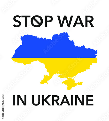 Stop war in ukraine, borders of Ukraine with Ukraine flag. International protest. Stop the war against Ukraine.