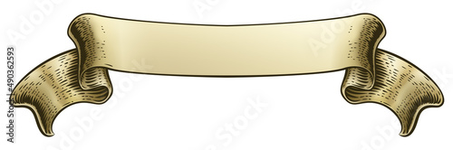 Scroll Vintage Woodcut Banner Paper Ribbon Drawing