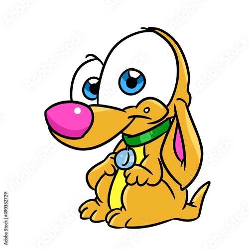 Funny little puppy big eyes animal character illustration cartoon