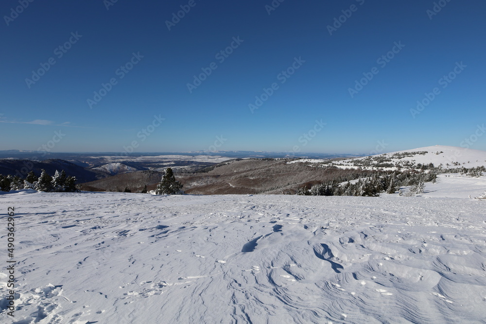 View on Prat Peyrot which is a winter sports resort of the Cévennes in the departments of Lozère and Gard