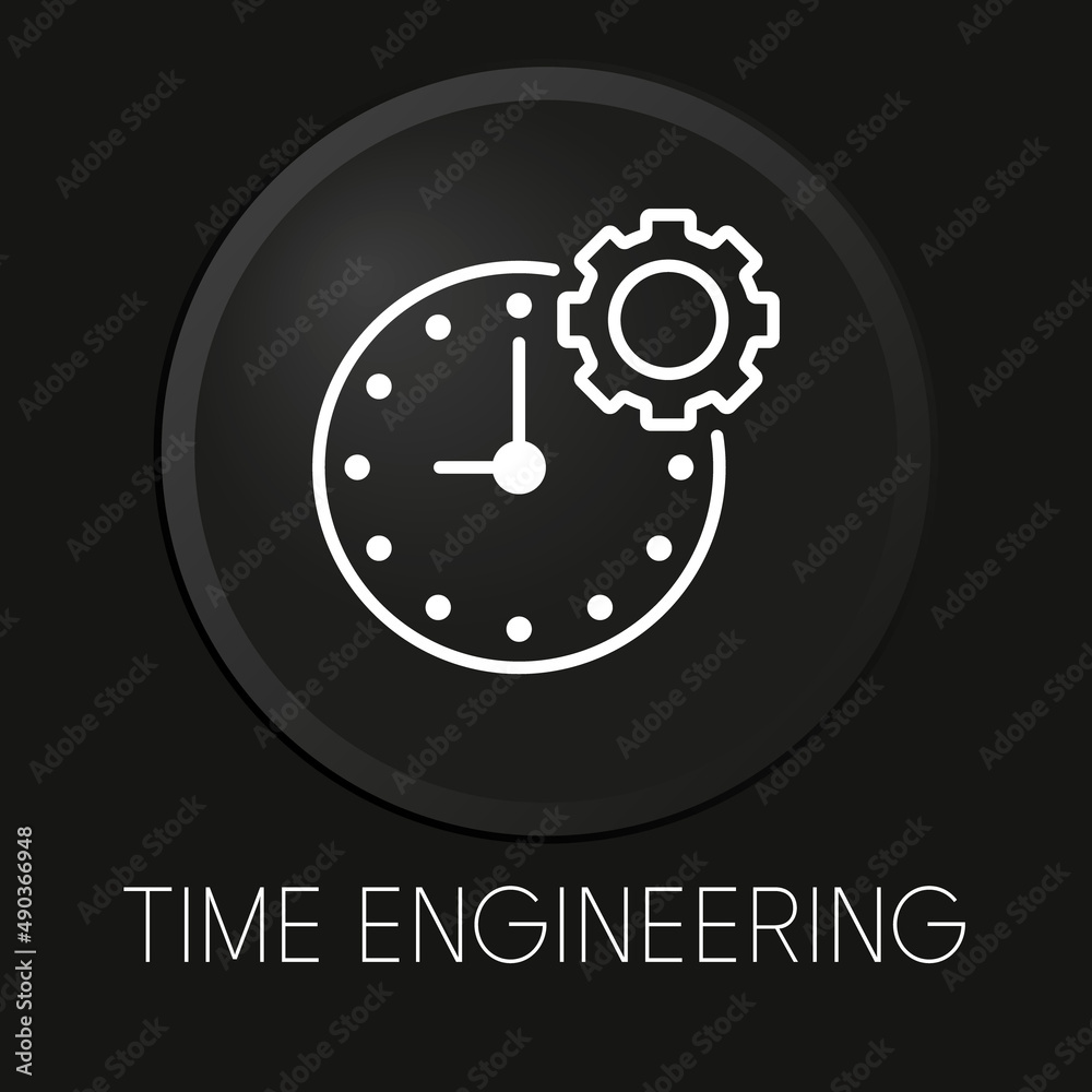 Obraz premium Time engineering minimal vector line icon on 3D button isolated on black background. Premium Vector.
