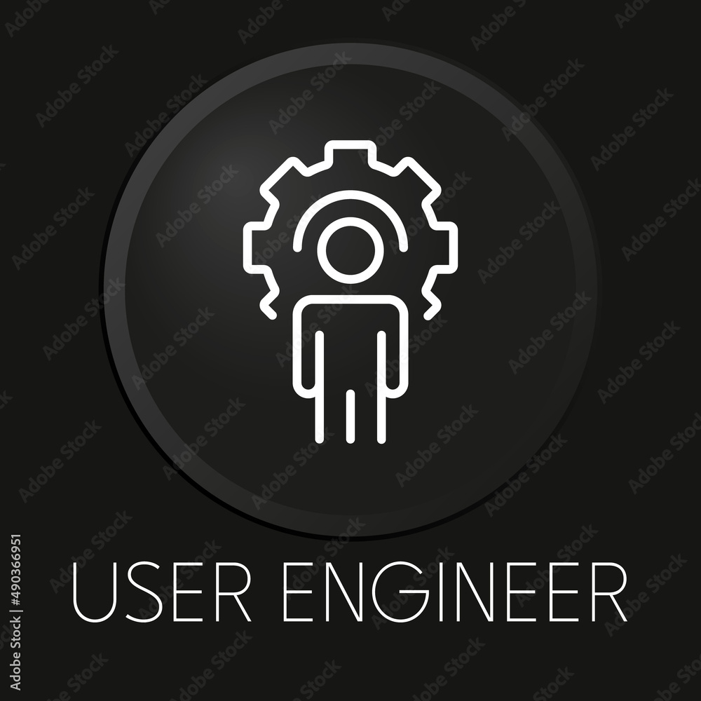 User engineer minimal vector line icon on 3D button isolated on black background. Premium Vector. User engineer minimal vector line icon on 3D button isolated on black background. Premium Vector.