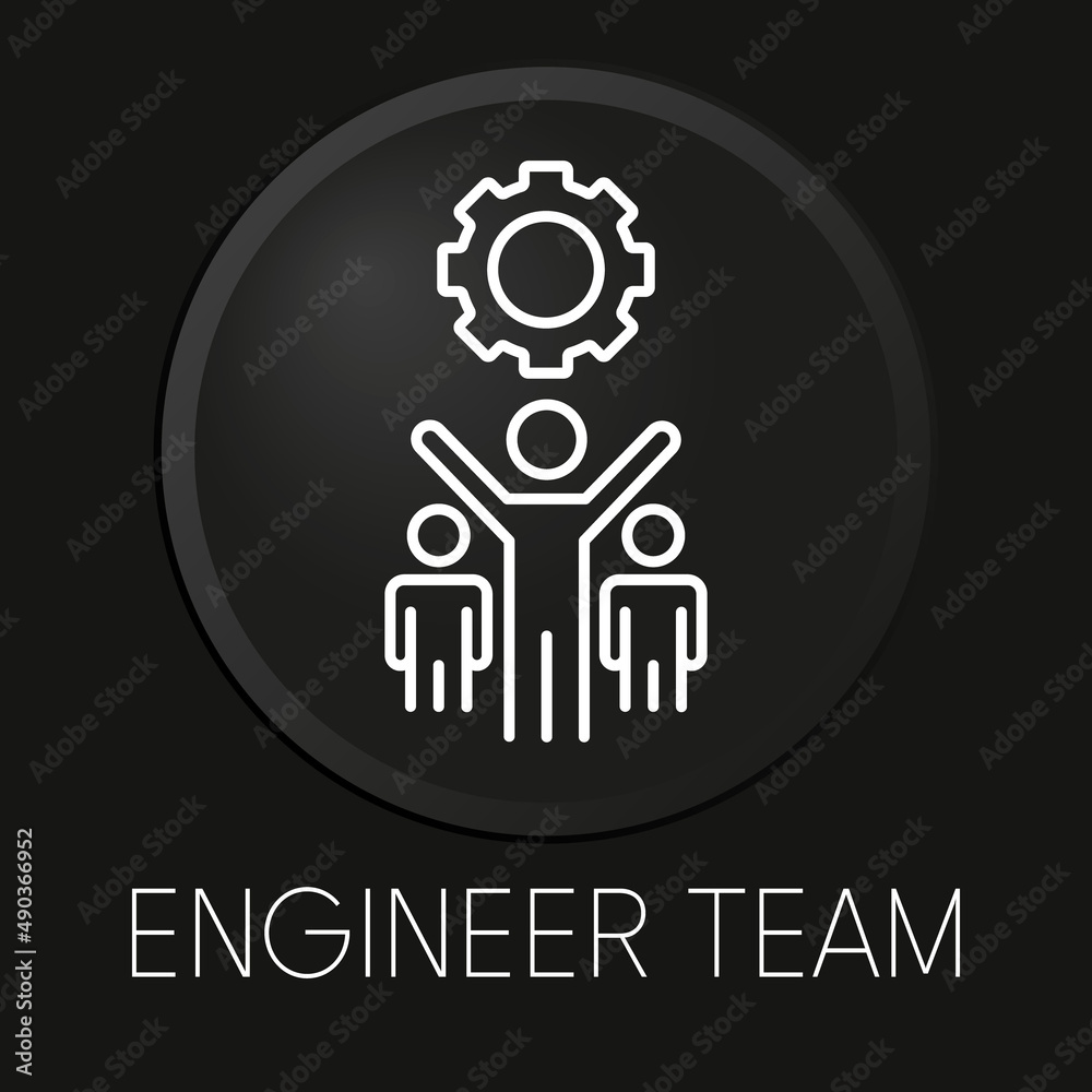 Obraz premium Engineer team minimal vector line icon on 3D button isolated on black background. Premium Vector.
