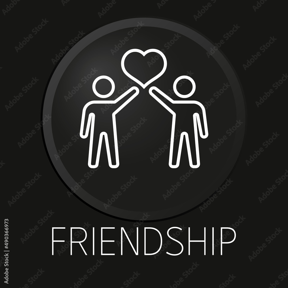 Friendship minimal vector line icon on 3D button isolated on black background. Premium Vector. Friendship minimal vector line icon on 3D button isolated on black background. Premium Vector.