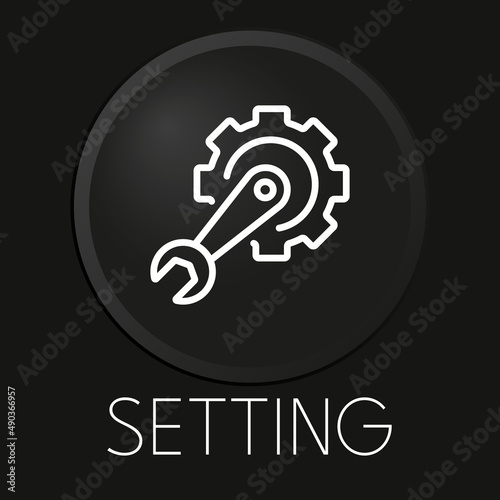 Setting minimal vector line icon on 3D button isolated on black background. Premium Vector.