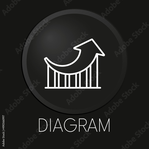 Diagram minimal vector line icon on 3D button isolated on black background. Premium Vector.
