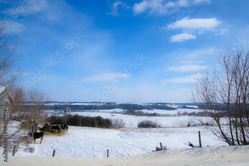 Countryside landscape with farm in Quebec, Canada
