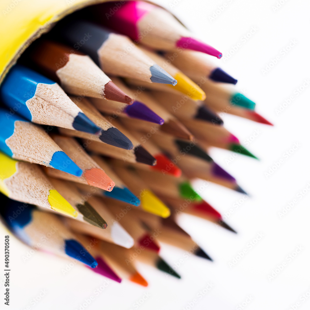 Many different colored pencils isolated on white background Many different colored pencils isolated on white background