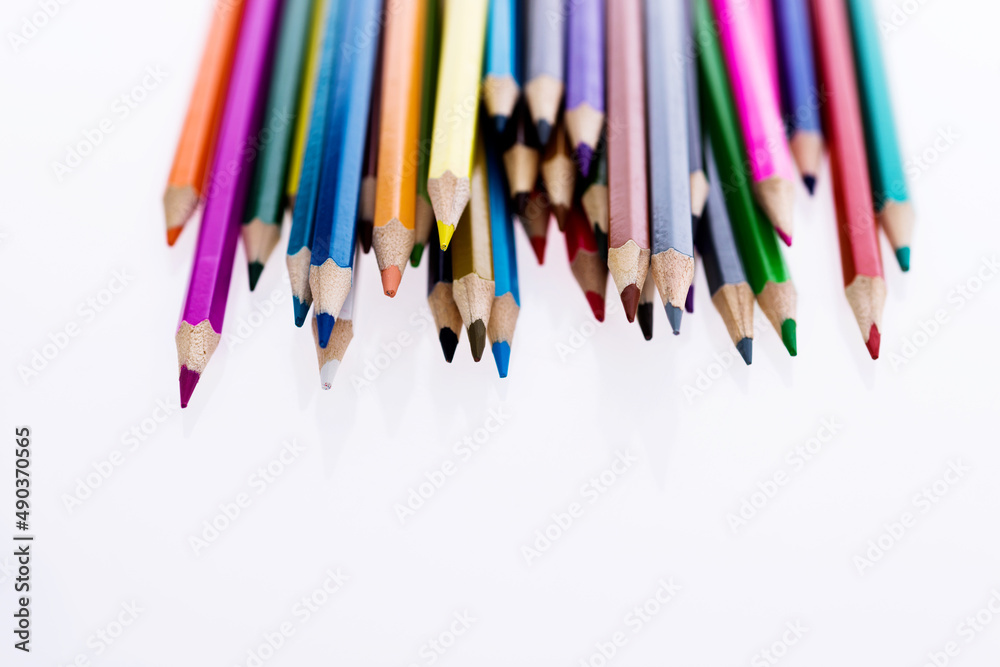 Group of color pencils isolated on white background Group of color pencils isolated on white background