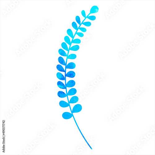 leaf  plant blue watercolor silhouette isolated