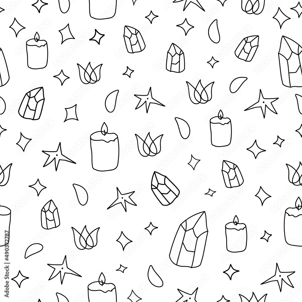 Black and white magical seamless pattern print Black and white magical seamless pattern print