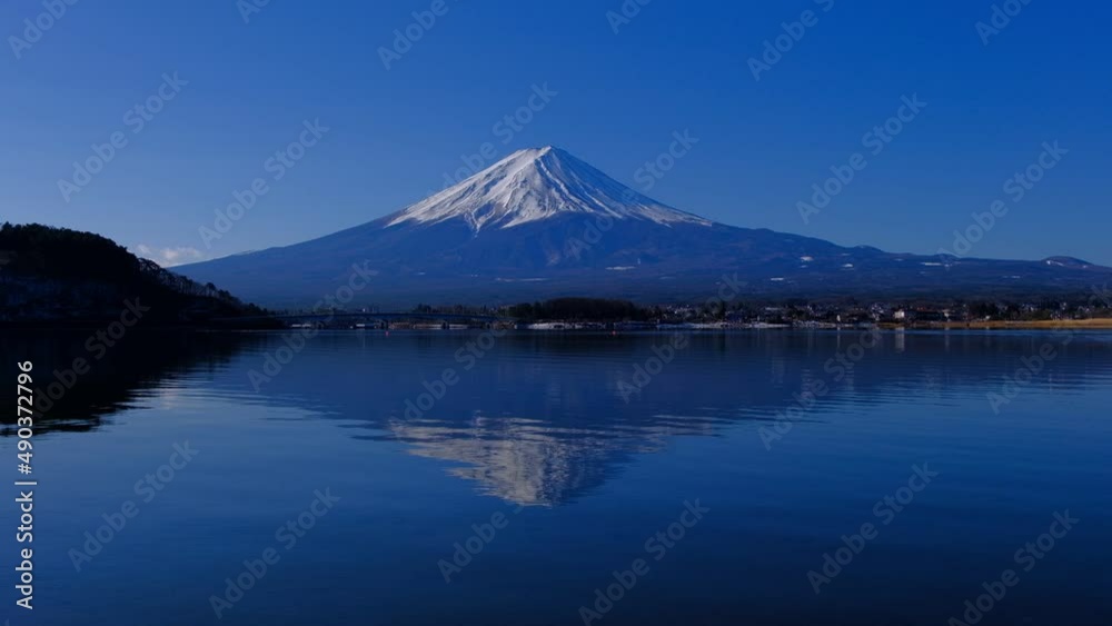 Upside down Mt. Fuji from Lake Kawaguchi Japan 02/28/2022 Upside down Mt. Fuji from Lake Kawaguchi Japan 02/28/2022