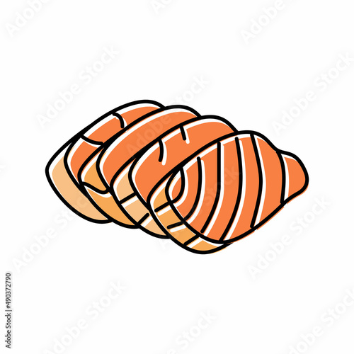 sashimi salmon color icon vector illustration