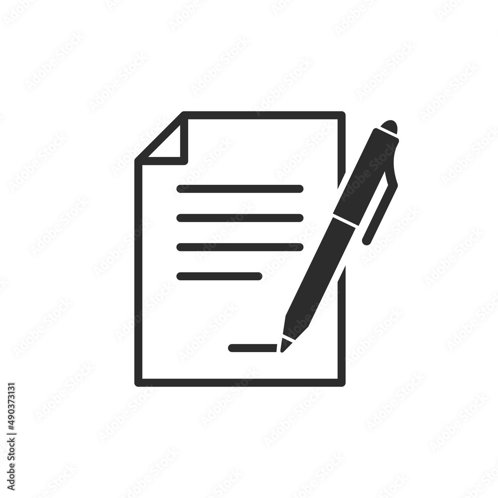 Contract Document with pen, agreement with signature. Vector isolated simple illustration Contract Document with pen, agreement with signature. Vector isolated simple illustration