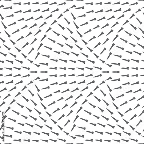 Vector seamless pattern from dark grey ballistic missile from East on a white background. Air attack, military invasion, strategic weapons, enemy raid print