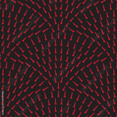 Vector seamless pattern from bood red ballistic missile on a black background. Air attack, military invasion, strategic weapons, enemy raid print