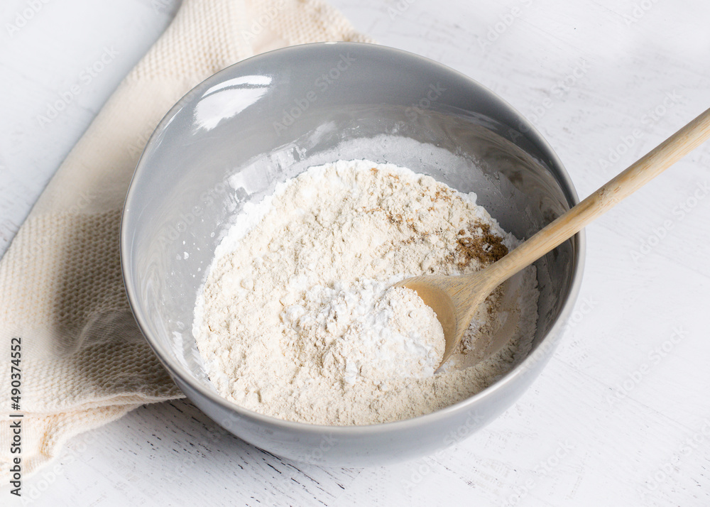 Bowl of flour for baking bread