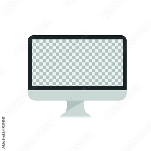 Monitor with transparent screen isolated on white background. Monitor illustration with screen template. Add your own screen.