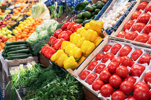 Assortment of fresh vegetables at market